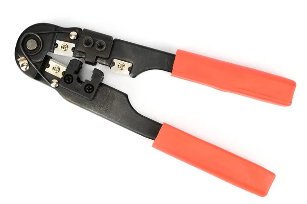 Herramienta Engarzado Para Cables Red Con Asas Plástico Rojo — Foto de Stock