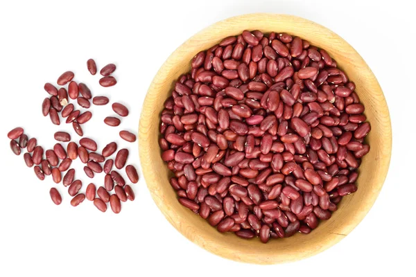 Top View Bowl Beans Handful Red Beans Scattered Nearby — Stock Photo, Image