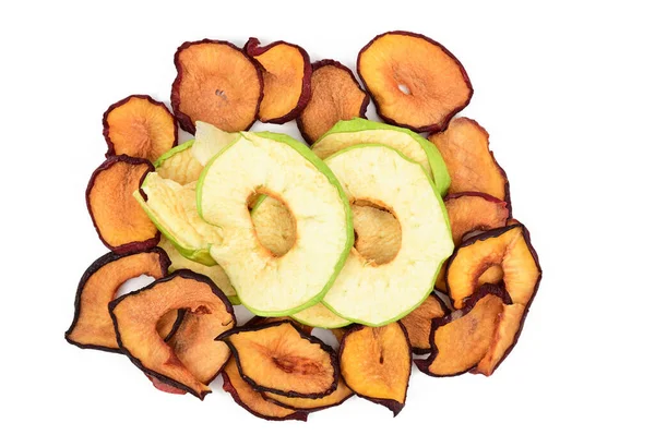 Getrocknete Pflaumen Mit Getrockneten Grünen Äpfeln Getrocknete Früchte Dünne Scheiben — Stockfoto