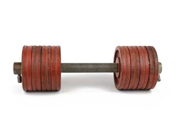 Dumbbell Typeset Met Vier Schijven Een Slot Aan Elke Kant Stockafbeelding