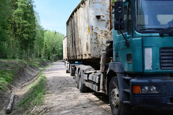 Trucks Move Country Road Transport Freight Containers — Stock Photo, Image