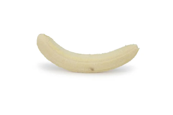 Peeled Ripe Banana Fleshy Texture Clearly Visible Image Isolated White — Stock Photo, Image