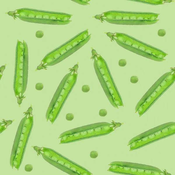 Seamless Pattern Ajar Pea Pods Which Peas Visible Individual Peas — Stock Photo, Image
