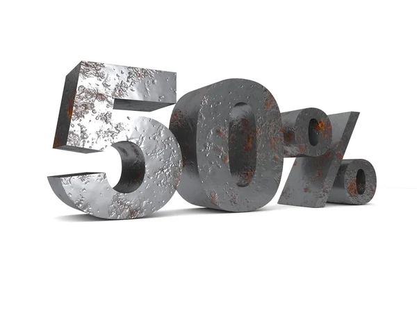 Metal 50% reducere. Reducere 50%. Ilustrație 3D . — Fotografie, imagine de stoc
