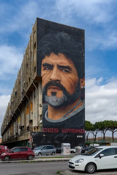 Ponticelli Nápoles Mural Maradona Por Artista Jorit Imagen de archivo