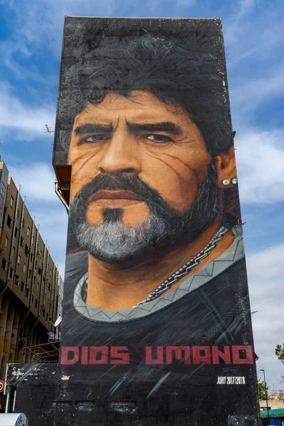 Ponticelli Nápoles Mural Maradona Por Artista Jorit Fotos de stock libres de derechos
