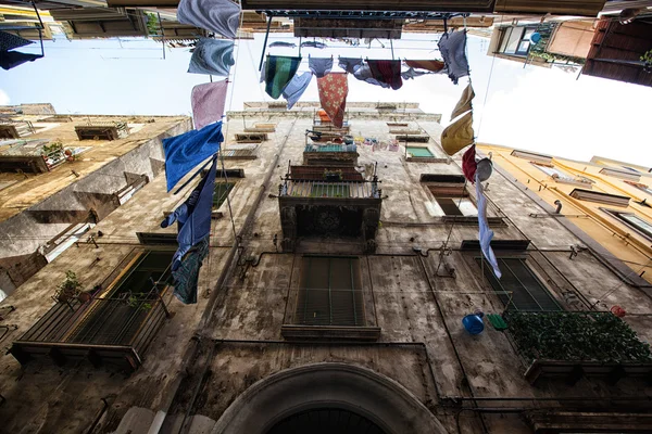 Clothes hung alleys of Naples — Stock Photo, Image