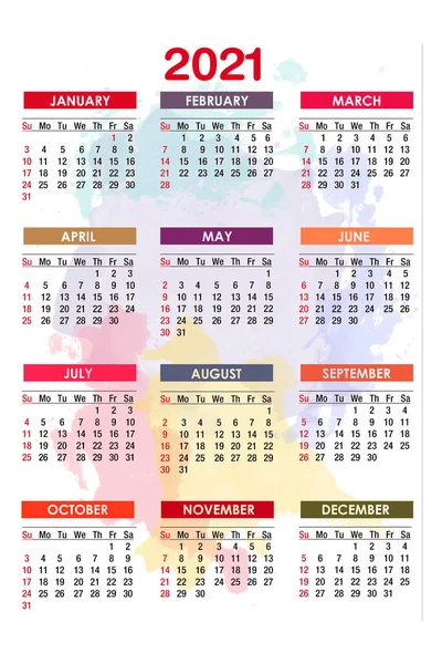 Calendar Pentru Noul 2021 Fundal Pastelat Colorat — Fotografie, imagine de stoc