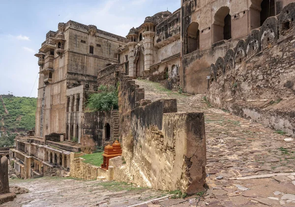 The 17th century Bundi Palace and wall paintings depicting the \