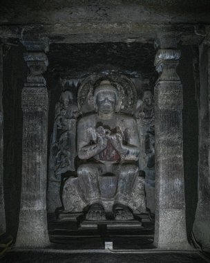 Ajanta, Hindistan 'da, Maharashtra eyaletinde bir Budist tapınağı ve mağara kompleksi. Maharashtra. Hindistan.