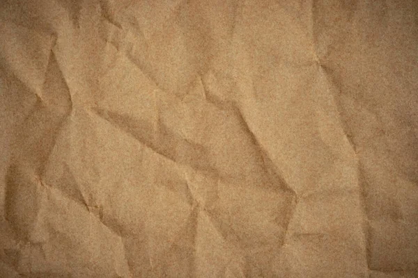 Crumpled Paper Texture Background, Brown Creased Paper.