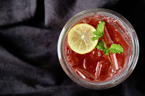 Mocktail Strawberry Soda Slice Lemon Mint Leaf Royalty Free Stock Photos