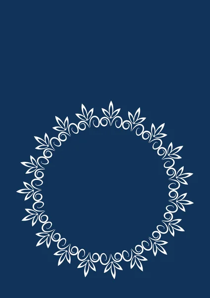 Grafika Abstrakcyjna Roślinna Ramka Koronkowa Stylizacja Dwa Kolory Biały Niebieski — Wektor stockowy