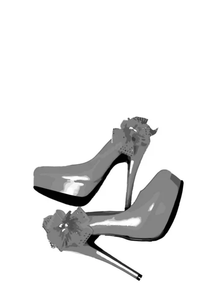 Zapatos Vestidos Plataforma Con Lazo Tacón Alto Delgado Zapatos Ilustración — Vector de stock