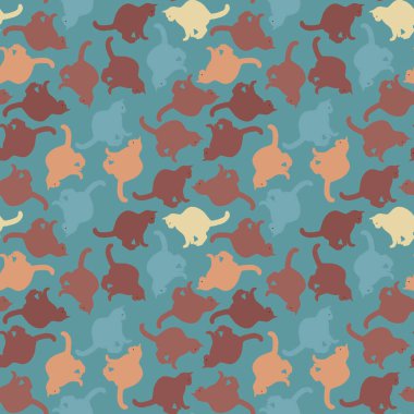 Kusursuz doku ya da sonsuz desen. Renkli kediler. Duvar kağıdı, site ya da blog için arka plan, tekstil, ambalaj. Evcil hayvanlar, kediler.