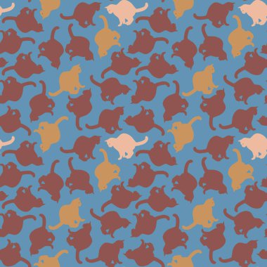 Kusursuz doku ya da sonsuz desen. Renkli kediler. Duvar kağıdı, site ya da blog için arka plan, tekstil, ambalaj. Evcil hayvanlar, kediler.