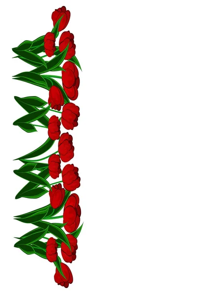 Рамки Цветов Иллюстрация Красные Тюльпаны Обложка Книги Блокнота Открытки — стоковый вектор
