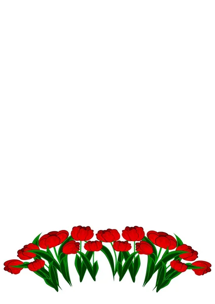 Virágkereteket Illusztráció Vörös Tulipán Borító Könyv Vagy Jegyzettömb Képeslap — Stock Vector