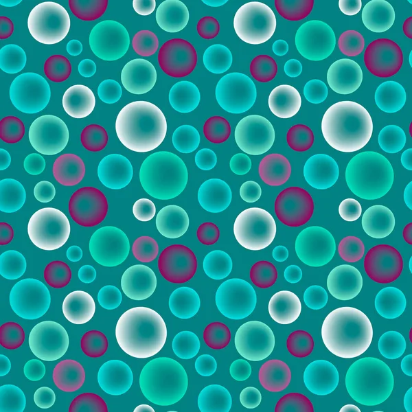 Bezešvé textury, vzor na čtvercovém pozadí - barevné skleněné kuličky nebo mýdlové bubliny. — Stockový vektor