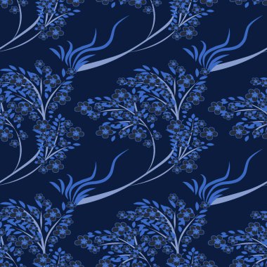 Japon illüstrasyonuna göre şekillendirme - çiçek açan bir ağacın çizimi, bahar, mevsimler. Sakura çiçek açıyor. Bitkiler. Web sitesi, blog, duvar kağıdı, tekstil, ambalaj için arka plan. Tasarım. Kusursuz doku, desen.