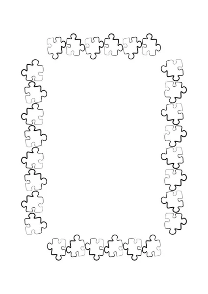 Cornici Stilizzate Sul Tema Puzzle Illustrazione Sfondo Verticale Bianco Formato — Vettoriale Stock