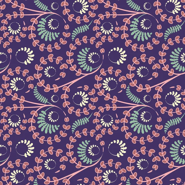 Textura Sem Emenda Modelo Contexto Quadrado Flores Folhas Estilo Fundo — Vetor de Stock