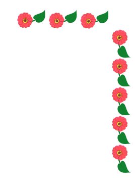 Çiçek motiflerinden oluşan parlak yaz çerçeveleri - Gerbera çiçekleri. Bir kitap, not defteri ya da kartpostal için. A4 biçimi dikey. Beyaz bir arkaplanda resim