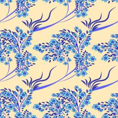 Japon illüstrasyonuna göre şekillendirme - çiçek açan bir ağacın çizimi, bahar, mevsimler. Sakura çiçek açıyor. Bitkiler. Web sitesi, blog, duvar kağıdı, tekstil, ambalaj için arka plan. Tasarım. Kusursuz doku, desen.