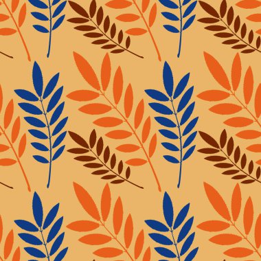 Kusursuz doku, kare arkaplanda desen - bitkiler, kül yaprakları. Pastiş. Bir site veya blog için arkaplan, duvar kağıdı, tekstil, paketleme, tasarım için çizim