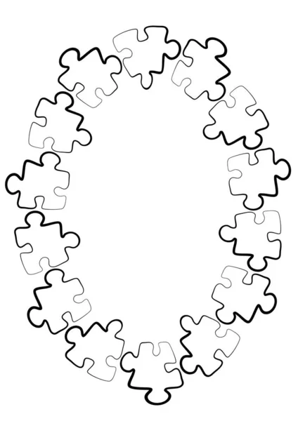 Cornici Stilizzate Sul Tema Puzzle Illustrazione Sfondo Verticale Bianco Formato — Vettoriale Stock
