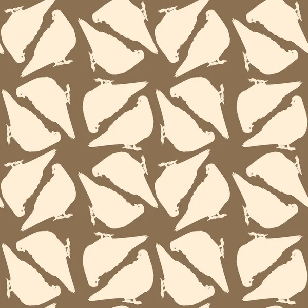 Texture Sans Couture Sur Fond Carré Pigeons Silhouette Bird Contexte — Image vectorielle
