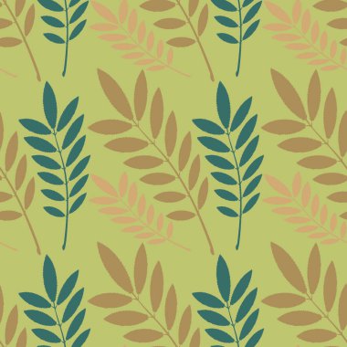 Kusursuz doku, kare arkaplanda desen - bitkiler, kül yaprakları. Pastiş. Bir site veya blog için arkaplan, duvar kağıdı, tekstil, paketleme, tasarım için çizim