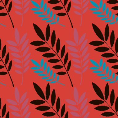 Kusursuz doku, kare arkaplanda desen - bitkiler, kül yaprakları. Pastiş. Bir site veya blog için arkaplan, duvar kağıdı, tekstil, paketleme, tasarım için çizim