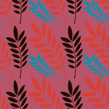 Kusursuz doku, kare arkaplanda desen - bitkiler, kül yaprakları. Pastiş