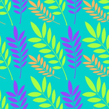 Kusursuz doku, kare arkaplanda desen - bitkiler, kül yaprakları. Pastiş