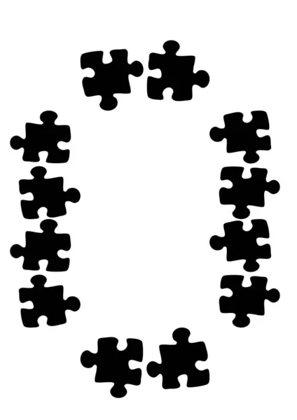 Cornici stilizzate sul tema - puzzle. Illustrazione su sfondo verticale bianco formato A4. — Vettoriale Stock