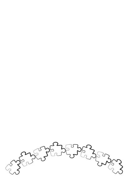 Cornici stilizzate sul tema - puzzle. Illustrazione su sfondo verticale bianco formato A4. — Vettoriale Stock