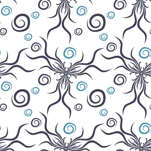 Kusursuz doku, kare arkaplanda sonsuz desen. Su altı dünyasının bitki motifleri, algler ve kabarcıklar. Mistisizm ve Gerçeküstü. Kare arkaplanda bir resim. İç mimari, dekorasyon ve internet tasarımı. Bir si için arkaplan