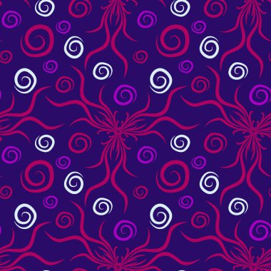 Kusursuz doku, kare arkaplanda sonsuz desen. Su altı dünyasının bitki motifleri, algler ve kabarcıklar. Mistisizm ve Gerçeküstü. Kare arkaplanda bir resim. İç mimari, dekorasyon ve internet tasarımı. Bir si için arkaplan