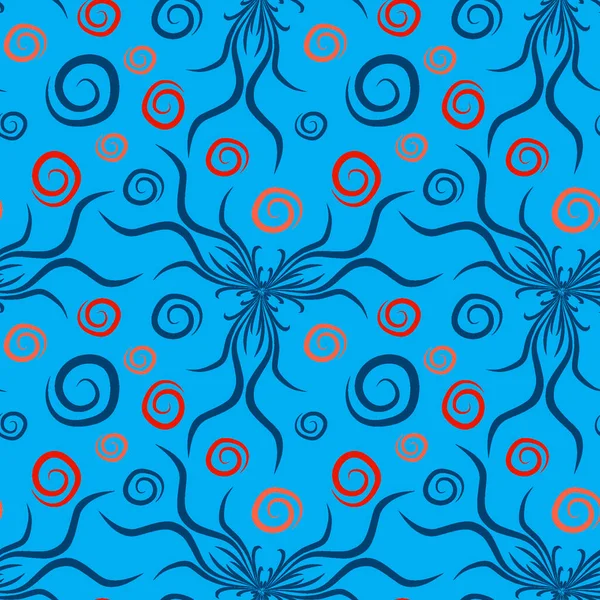 Nahtlose Textur Endloses Muster Auf Quadratischem Hintergrund Pflanzenmotive Der Unterwasserwelt — Stockvektor