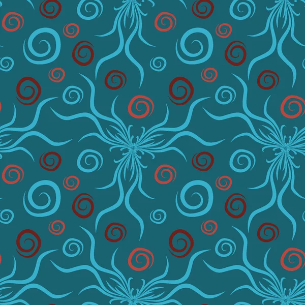 Nahtlose Textur Endloses Muster Auf Quadratischem Hintergrund Pflanzenmotive Der Unterwasserwelt — Stockvektor
