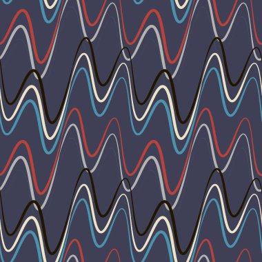 Kusursuz bir şablon, kare arkaplanda sonsuz bir doku - elektrik veya müzik dalgaları. Ses. İç tasarım, site ya da blog için arka plan, kumaş, tekstil, duvar kağıdı, ambalaj. Biçimli illüstrasyon, grafikler.