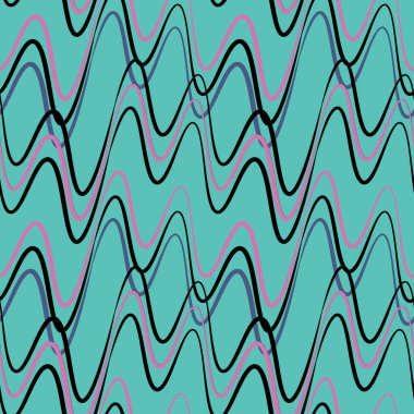 Kusursuz bir şablon, kare arkaplanda sonsuz bir doku - elektrik veya müzik dalgaları. Ses. İç tasarım, site ya da blog için arka plan, kumaş, tekstil, duvar kağıdı, ambalaj. Biçimli illüstrasyon, grafikler.