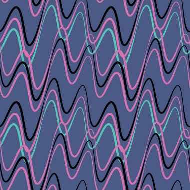 Kusursuz bir şablon, kare arkaplanda sonsuz bir doku - elektrik veya müzik dalgaları. Ses. İç tasarım, site ya da blog için arka plan, kumaş, tekstil, duvar kağıdı, ambalaj. Biçimli illüstrasyon, grafikler.