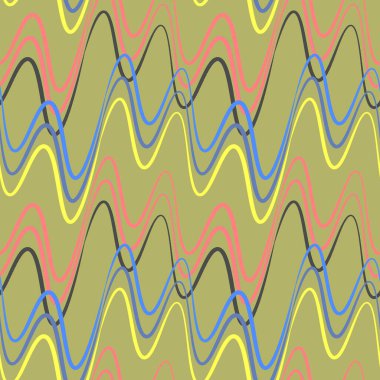 Kusursuz bir şablon, kare arkaplanda sonsuz bir doku - elektrik veya müzik dalgaları. Ses. İç tasarım, site ya da blog için arka plan, kumaş, tekstil, duvar kağıdı, ambalaj. Biçimli illüstrasyon, grafikler.
