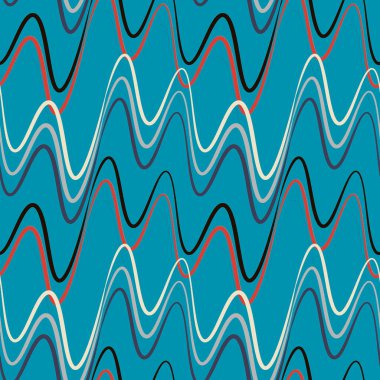 Kusursuz bir şablon, kare arkaplanda sonsuz bir doku - elektrik veya müzik dalgaları. Ses. İç tasarım, site ya da blog için arka plan, kumaş, tekstil, duvar kağıdı, ambalaj. Biçimli illüstrasyon, grafikler.
