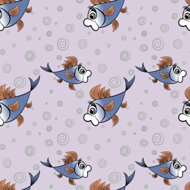 Kusursuz desen, kare arkaplanda uçsuz bucaksız doku - denizde ya da akvaryumda şekillendirilmiş balık, hava kabarcıklarıyla çevrili - grafikler. Muhteşem sualtı dünyası. Gerçeküstü. Tasarım elemanları. Web sitesi, blog, duvar kağıdı, tekstil, ambalaj için arkaplan.