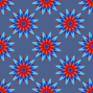 Kusursuz desen, kare arkaplanda sonsuz doku - biçimlendirilmiş kar taneleri ya da yıldızlar - grafikler. Gerçeküstü. Tasarım elemanları. Web sitesi, blog, duvar kağıdı, tekstil, ambalaj için arkaplan.