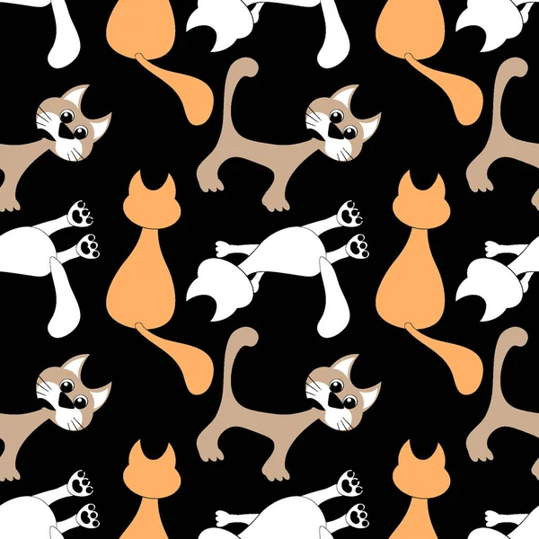 无缝隙图案 无尽头的纹理在正方形的背景上 风格色彩的猫 神奇的猫世界 超现实的 设计元素 纺织品 包装背景 — 图库矢量图片