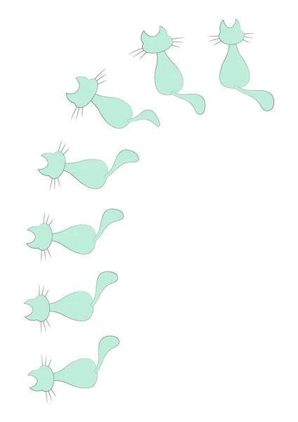 Beyaz Bir Formatında Sürreal Grafik Üzerinde Stilize Kedi Çerçeveleri Defter — Stok Vektör